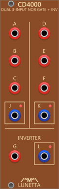Lunetta Modula CD4000 Dual 3-Input NOR Gate plus Inverter