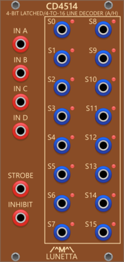 Lunetta Modula CD4514 4-Bit Latched/4-to-16 Line Decoder (Active High Outputs)