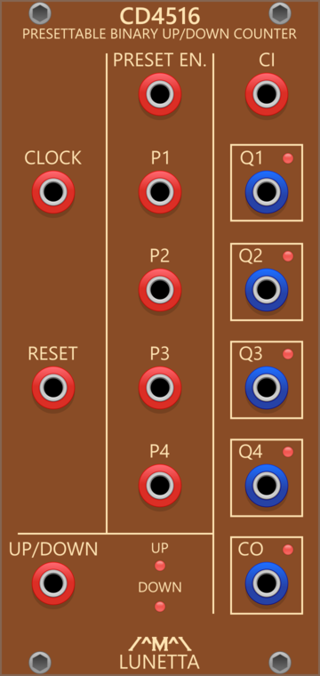 Lunetta Modula CD4516 Presettable Binary Up/Down Counter