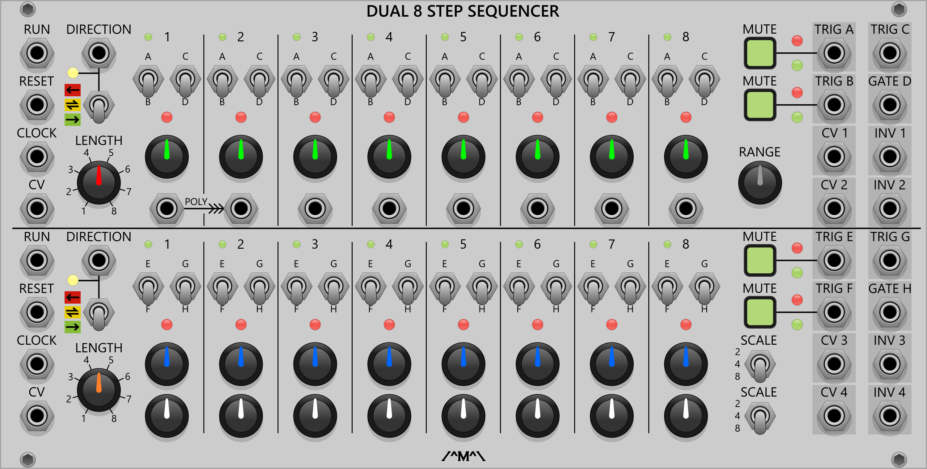 VCV Library - Count Modula Dual 8 Step Sequencer